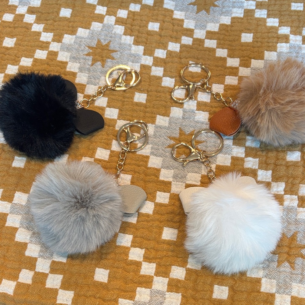 NEW Bag Charm Key Chain Pom Pom w/bling bow You pick color - Picture 5 of 14